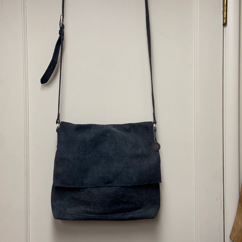 Streets Ahead Gray Embossed Suede Crossbody Bag